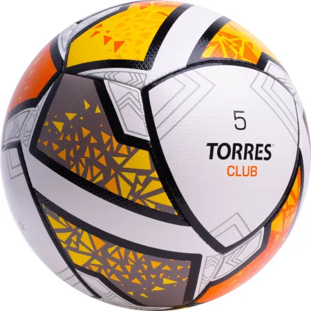 Мяч футб. TORRES Club, F323965, р.5, 10 пан., ПУ, гибрид. сшив, бел-оранж-желт за 2&nbsp;225.30 ₽ купить в Балашихе