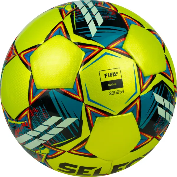 Мяч футзал. SELECT Futsal Mimas, 1053460550, р.4,FIFA Basic, 32 пан, гл.ПУ, руч.сш, жел-сине-красный за 6&nbsp;303.60 ₽ в Балашихе