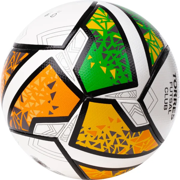 Мяч футзал. TORRES Futsal Club, FS323764, р.4, 10 пан. ПУ, 4 под. сл, гибрид. сш. бело-зел-оранж за 2&nbsp;264.40 ₽ в Балашихе