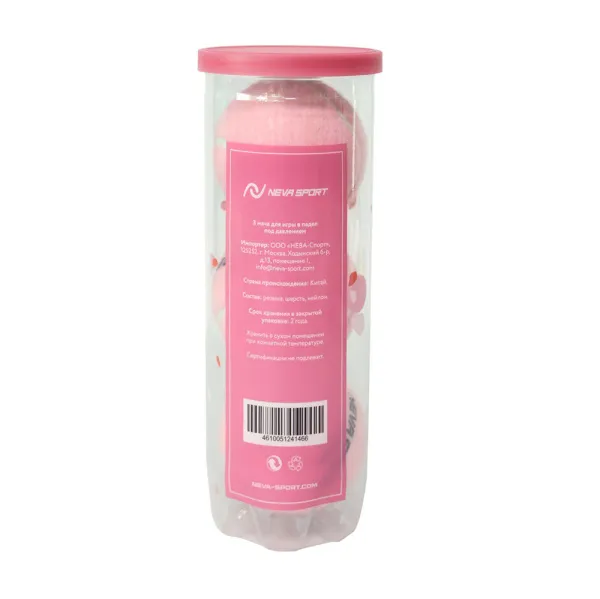 Мяч для падела NS Sakura, UAA2, уп.3 шт, сукно, нат.резина, розовый за 824.50 ₽ в Балашихе
