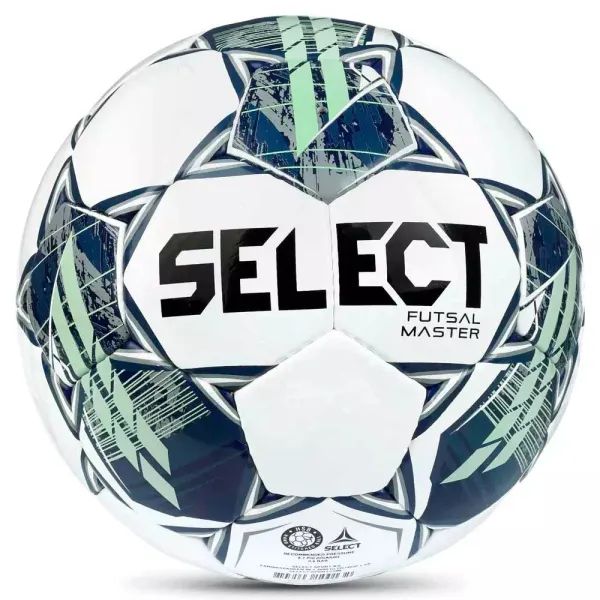 Мяч футзал. SELECT Futsal Master Shiny V22, 1043460004, р.4, Basic,32п, гл.ПУ, руч.сш,бел-син-зел за 7&nbsp;539.50 ₽ в Балашихе